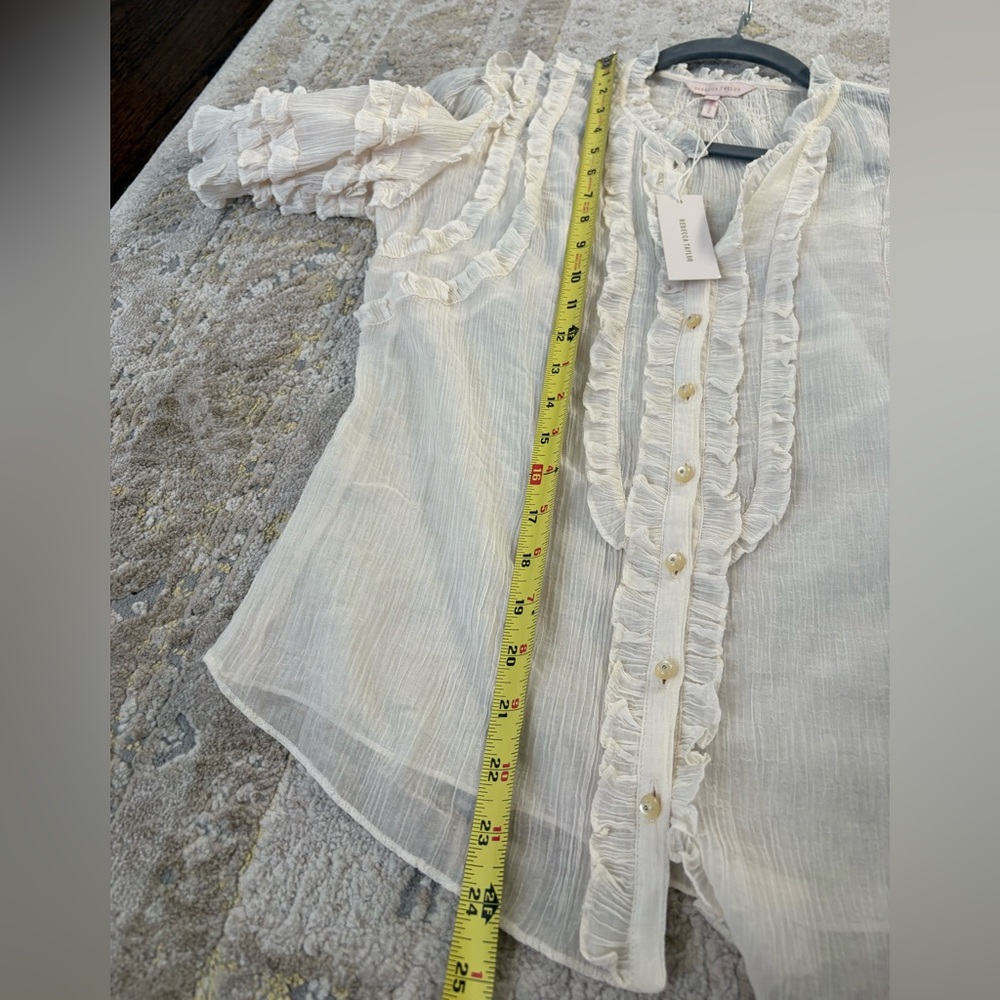 Rebecca Taylor Ivory Ruffle-Trim Button Blouse - Picture 10 of 10
